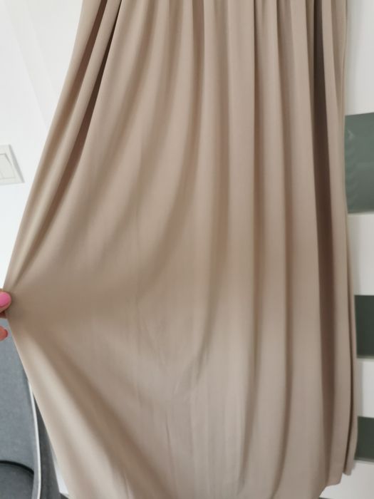 Sukienka maxi z wycięciami beżowa codzienna,wesele,wieczorowa, r.uni