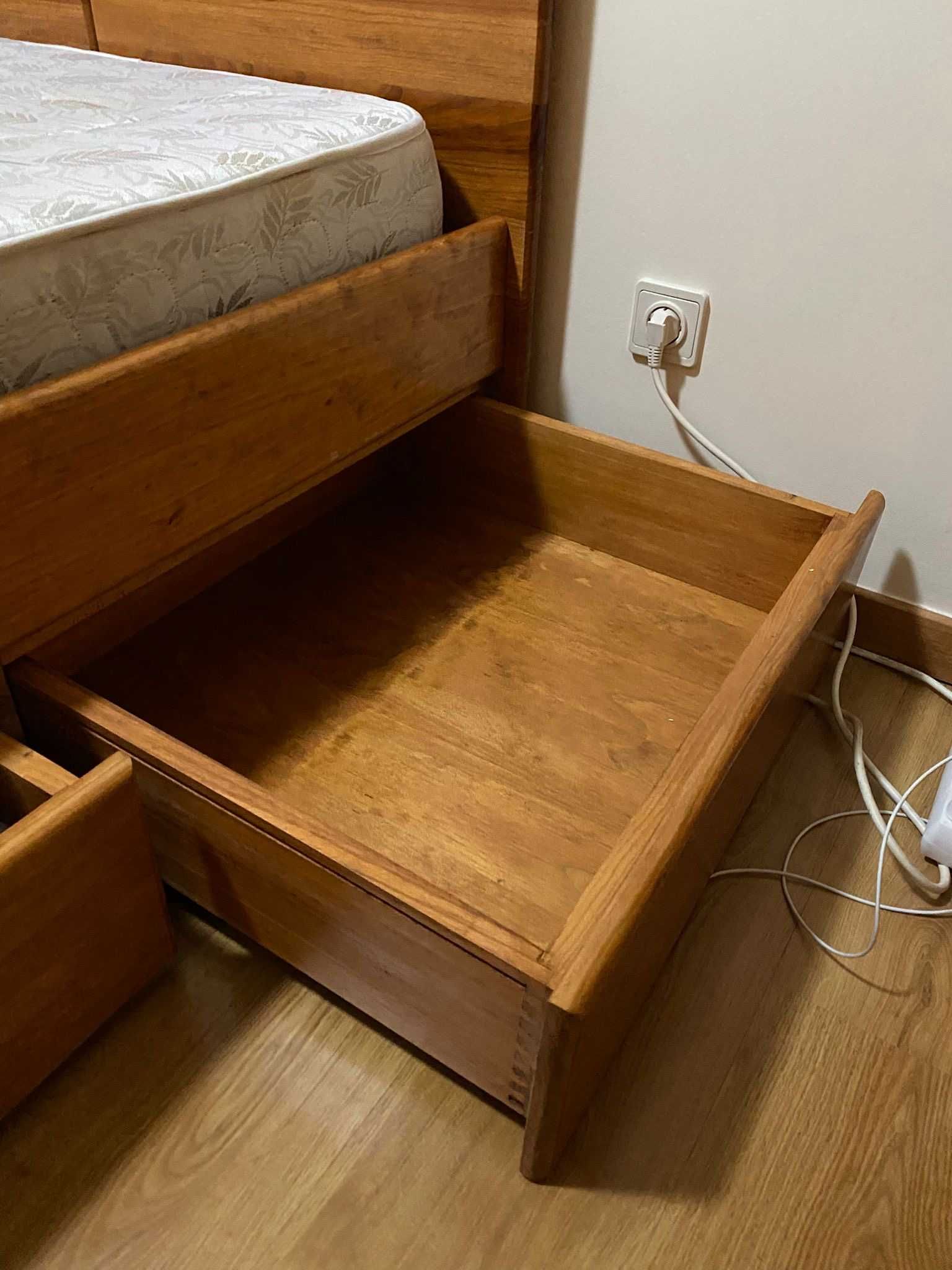 Cama de madeira c/ colchão + gavetas (solteiro) [Mobília CERNE]