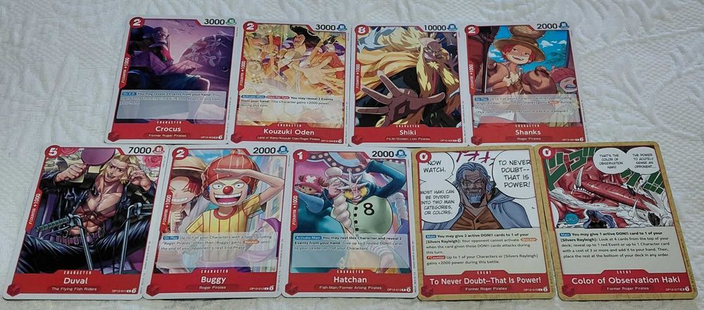 lote de 52 cartas one piece tg op12