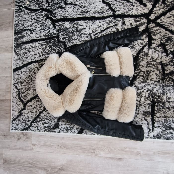 Kurtka skóra miękkie futerko 36