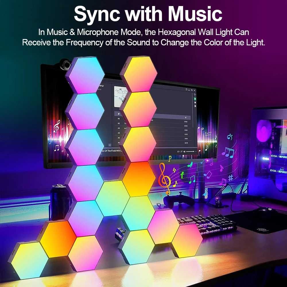 RGB лампа на стену (20шт) / RGB Smart Hexagonal Wall Lamp