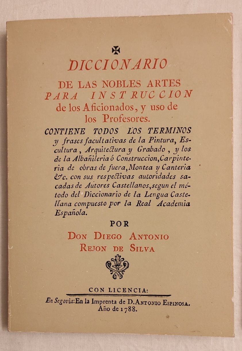 Facsimil de 1786/88 - Dicionario  de las nobles artes, La Pintura