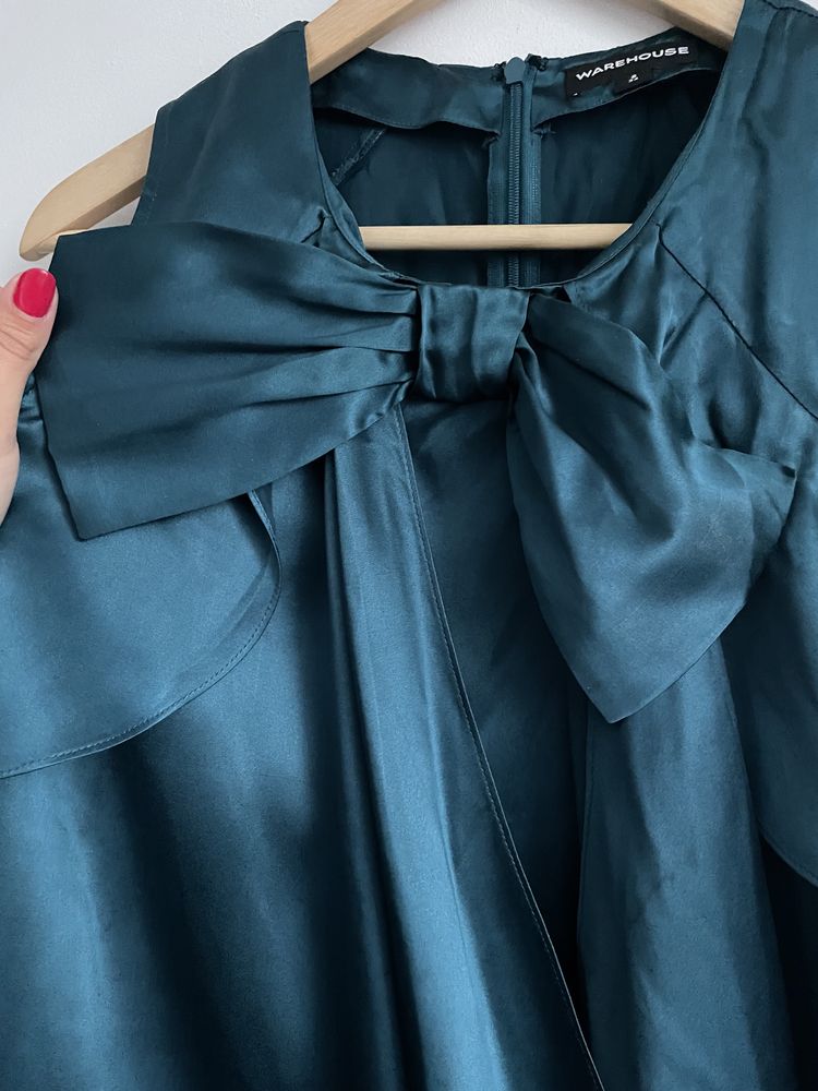 100% jedwab Pure Silk sukienka jedwabna butelkowa zielen Warehouse 34
