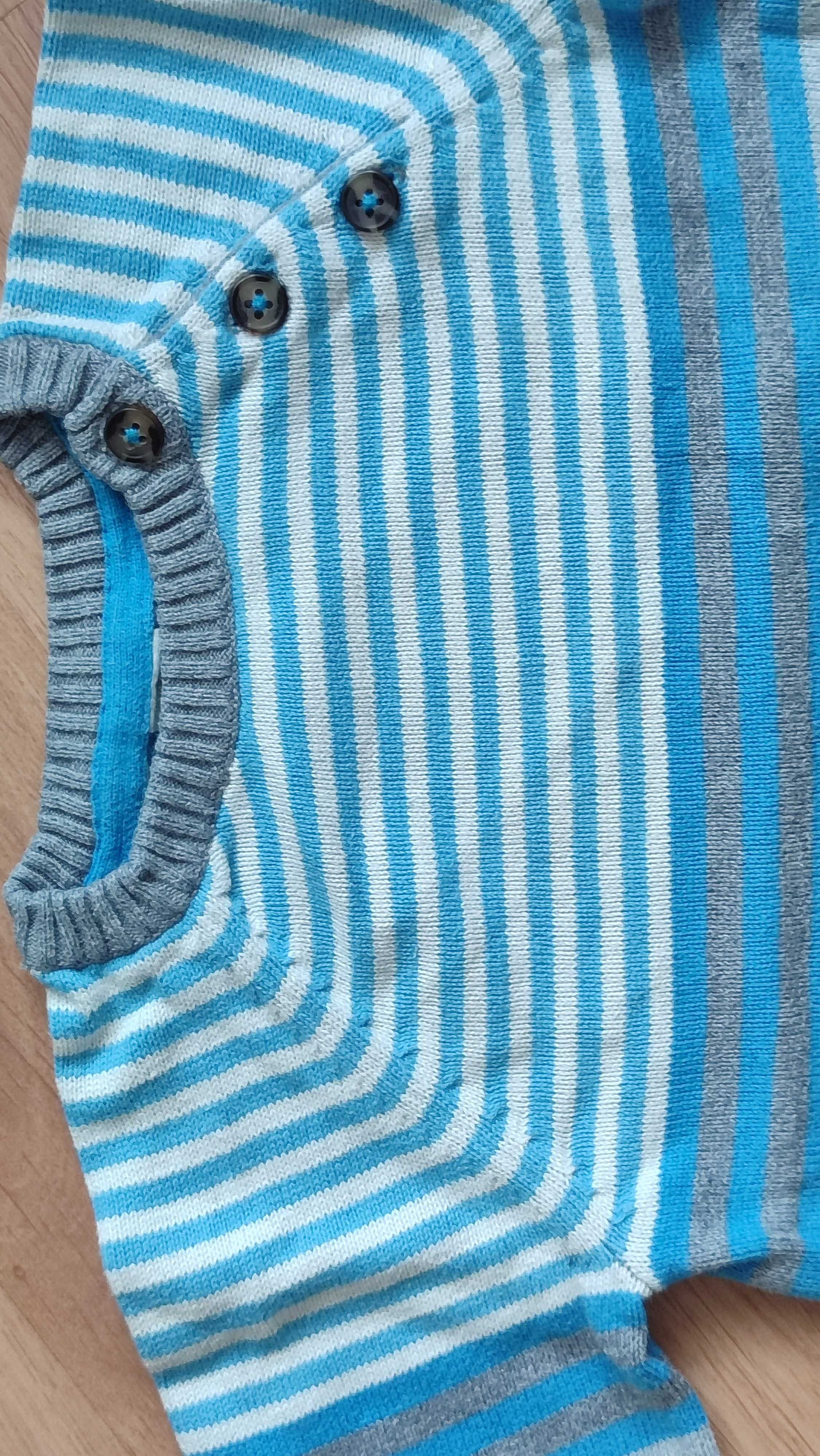 Sweterek w paseczki błękit granat popiel biel H&M