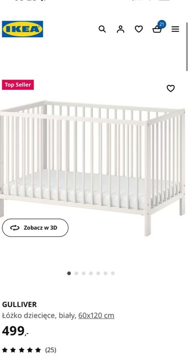 Łóżeczko Ikea Gulliver + Materacyk + Baldachim + Przybornik i inne !!!