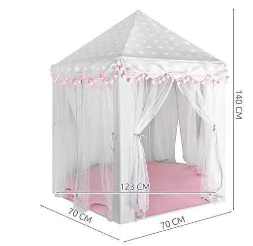 Wielki Piękny Namiot dla dzieci szaro - różowy do domu jak i na dwór