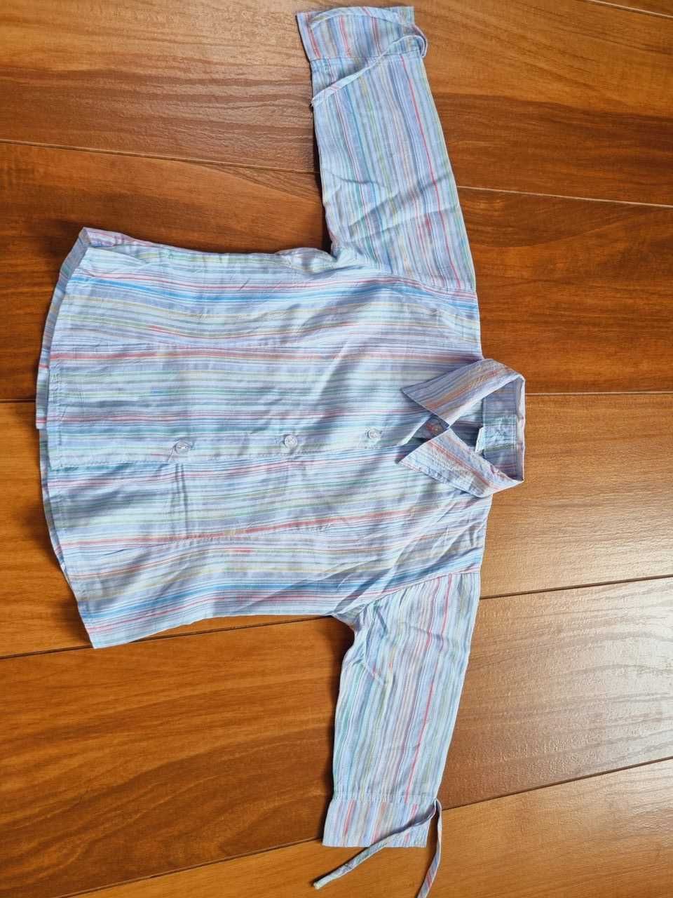 Koszula R 92 elegancka jak i sportowa niebieska w prążki
