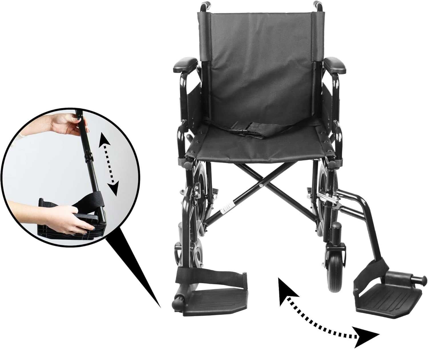 Cadeira de rodas dobrável leve (assento de 46 cm)