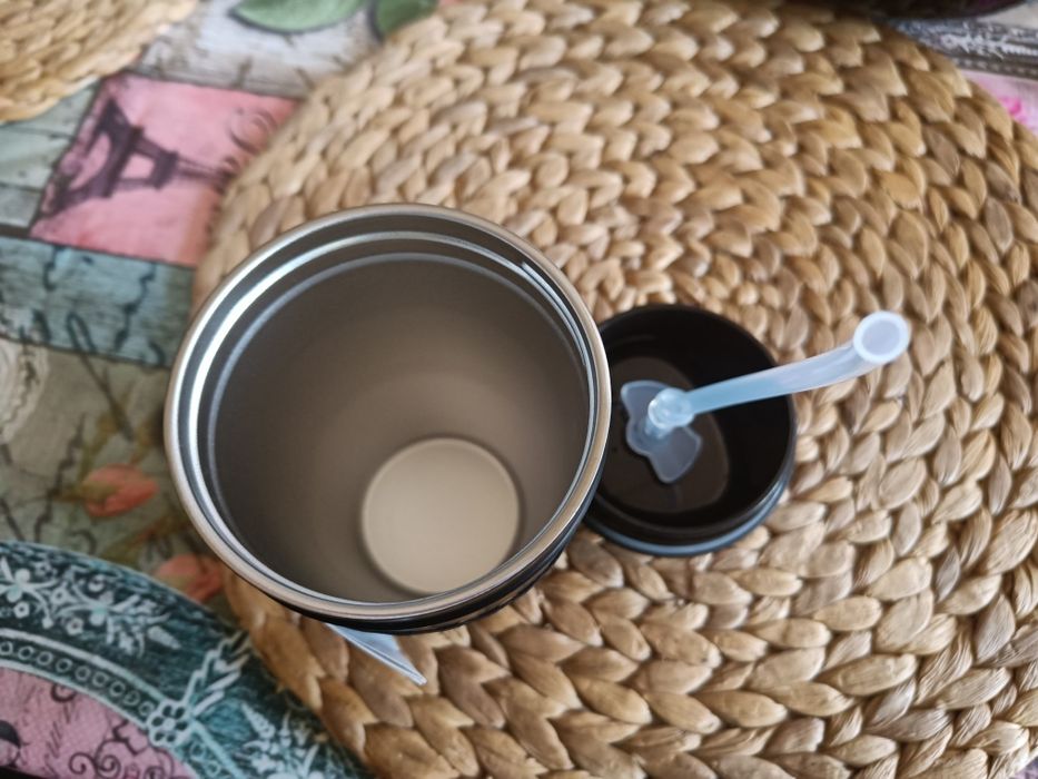 Kubek termiczny stalowy DUKA Resa 350 ml Czarny Termos Ze słom