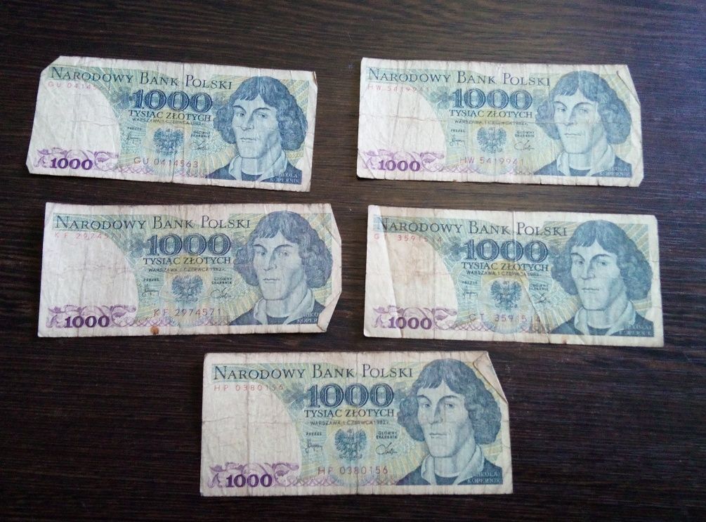 Banknoty 1000 złotych z 1982