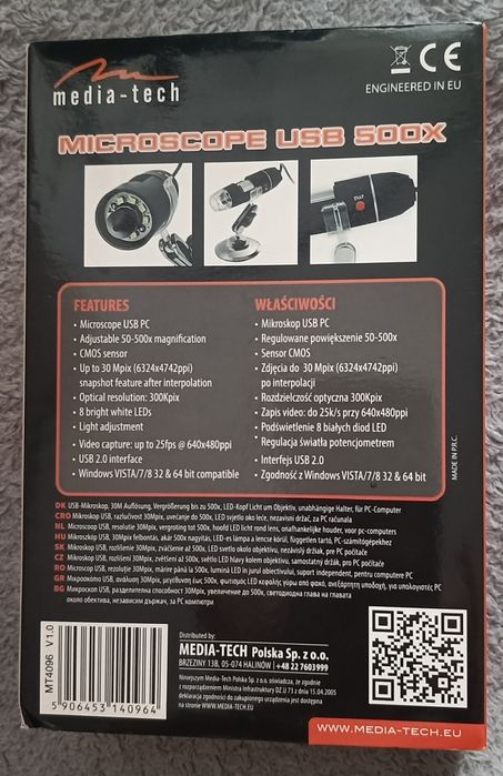 Mikroskop cyfrowy USB MT4096, powiększenie do 500x, zdjęcia do 30Mpix.