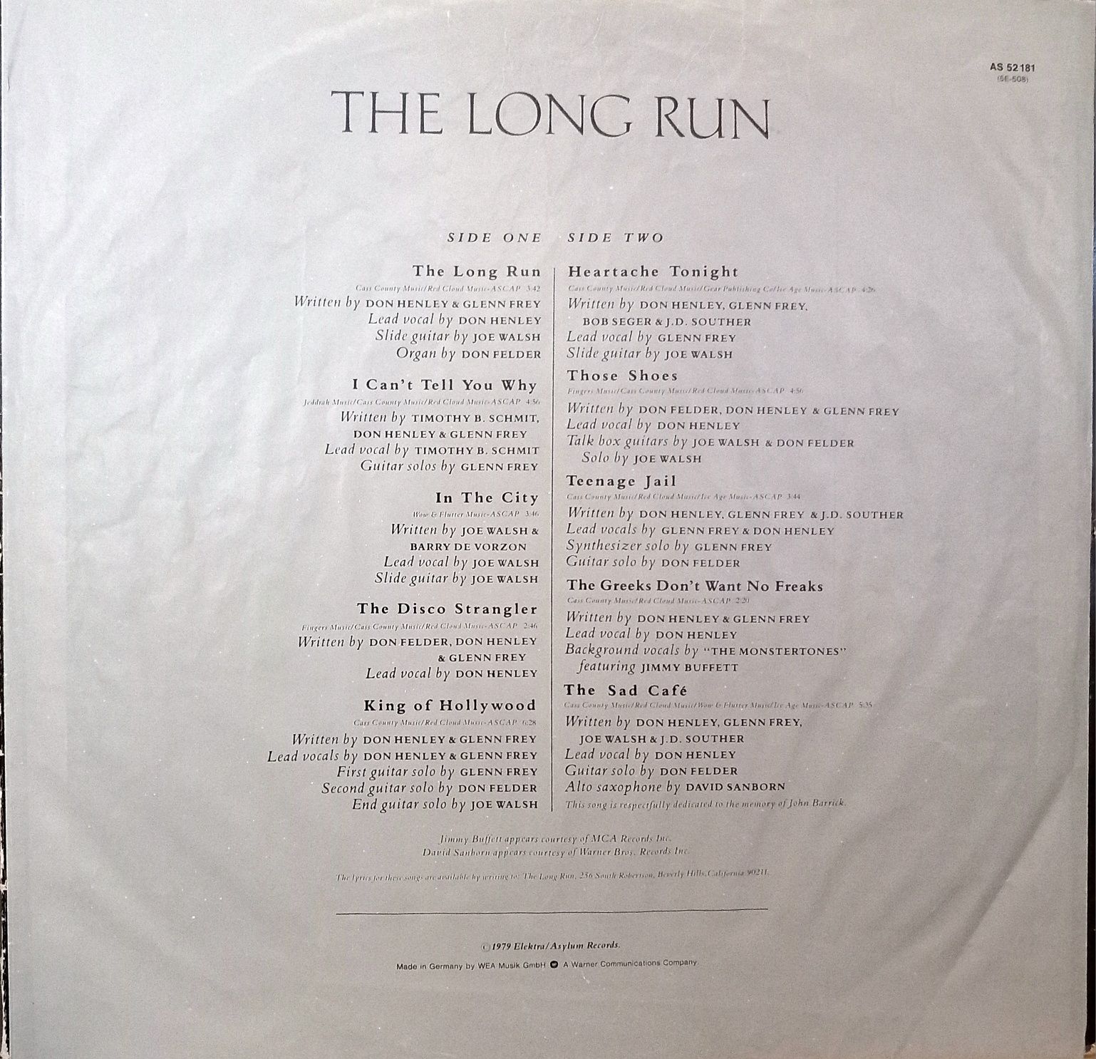 Eagles The Long Run LP Winyl Ger 1979 Asylum