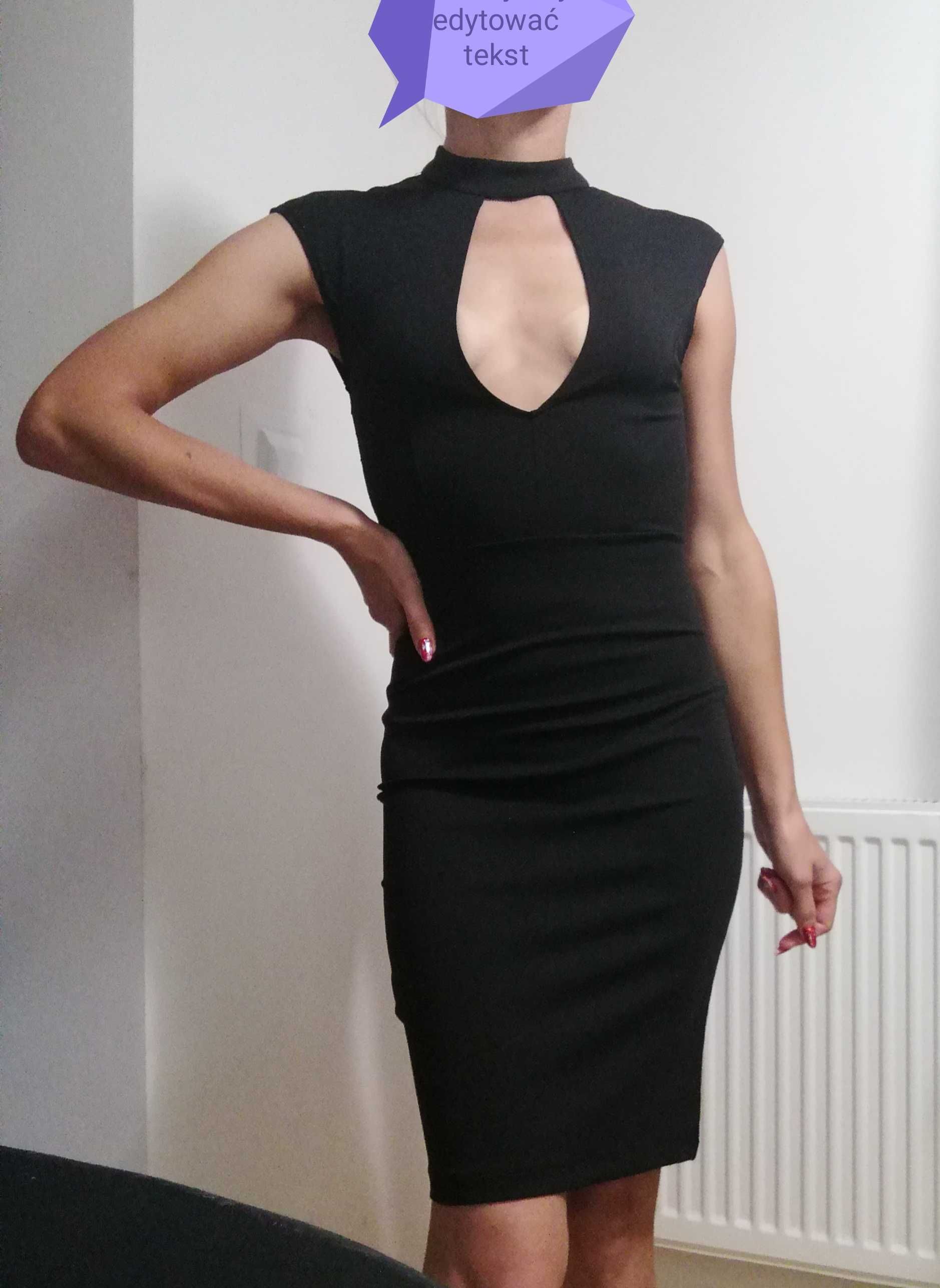 Nowa elegancka sukienka z odkrytymi plecami koronką 34 xs