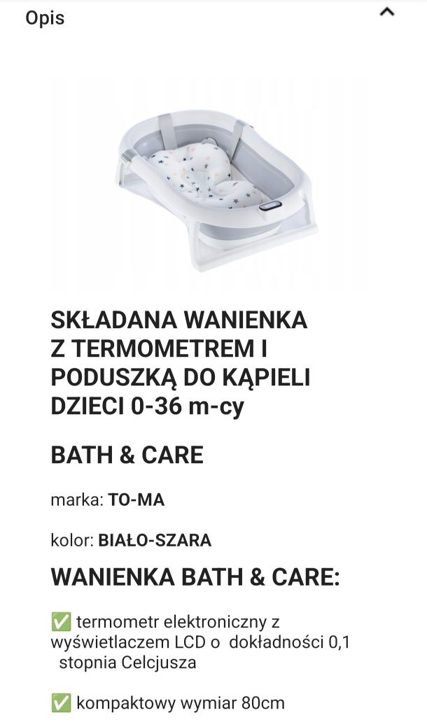 Wanienka z wkładką dla Niemowlaka