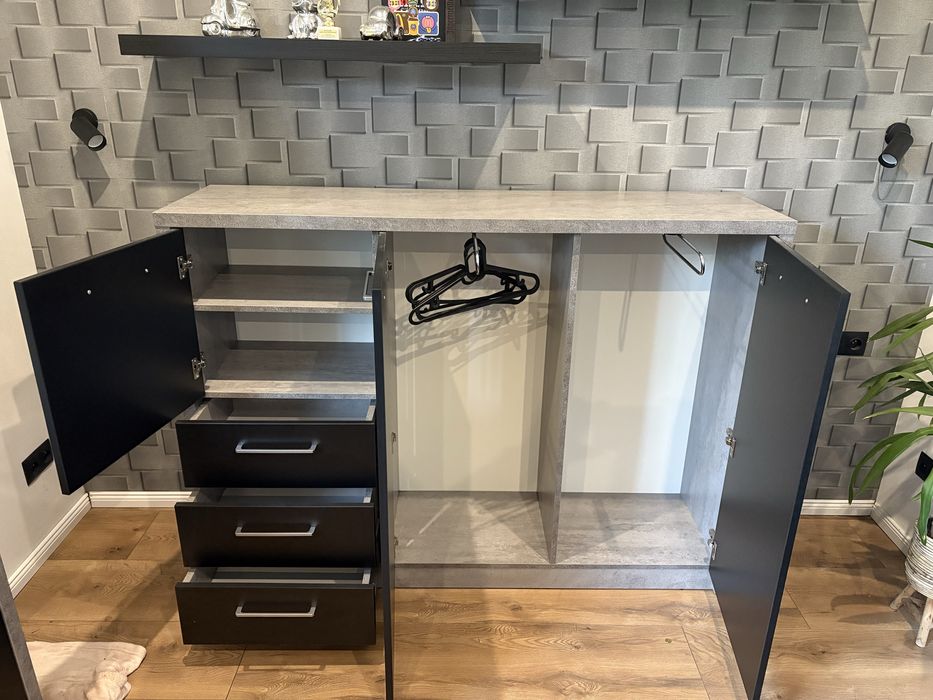 Komoda  / Beton+ Czarny mat