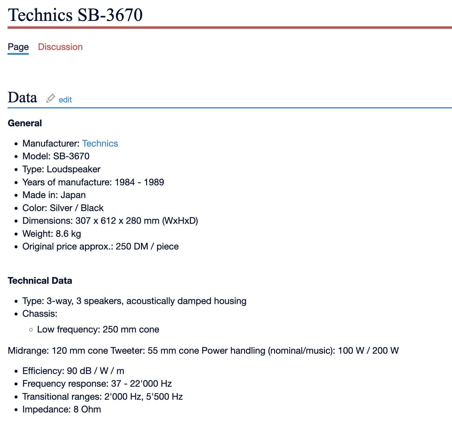 Colunas HIFI Technics SB-3670