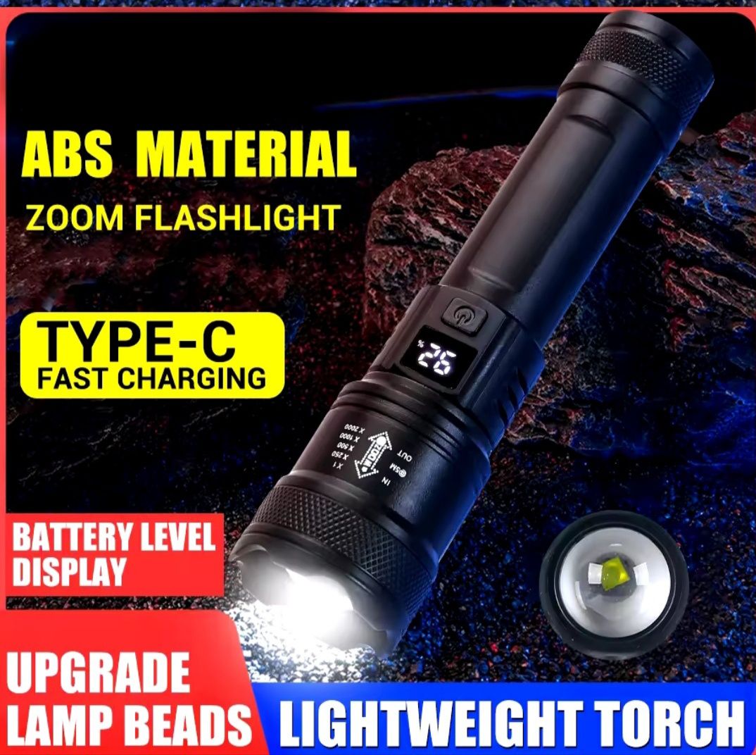 Latarka led 1000 lum 3 tryby świecenia usb