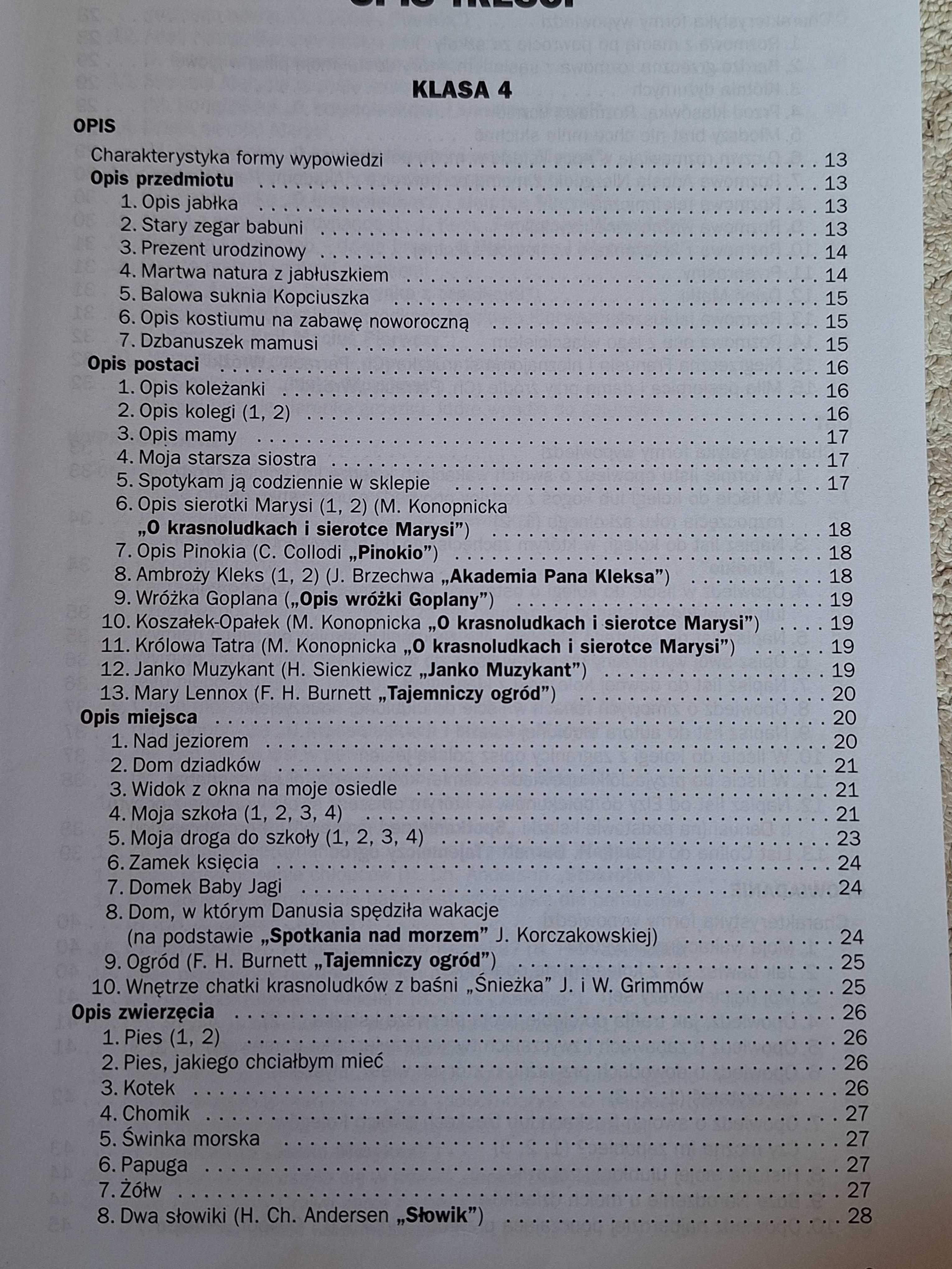 Wzory wypracowań 4-6 i streszczenia i omówienia lektur