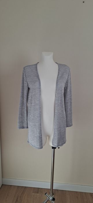 Narzutka kardigan mgiełka kolor szary długi rękaw H&M rozm. S