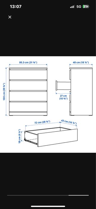 Zestaw ikea biała komoda malm 4 szuflady …::: Dostawa :::…