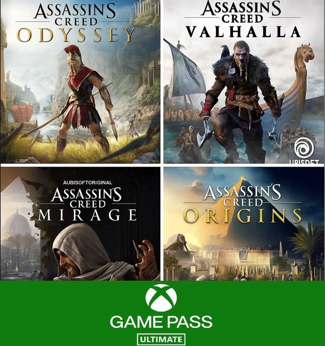 4 гри Assassins Creed  з підпискою Xbox Game Pass Ultimate
