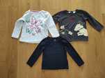 98 NEXT H&M Zara bluzka bluzeczka log sleeve szara różowe motyle pies