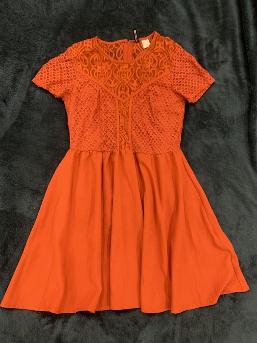 Платье ажурное H&M теракотовое S/M