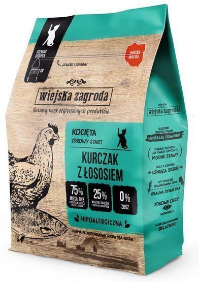 Karma dla kociąt Wiejska Zagroda kurczak i łosoś - BEZ ZBÓŻ i GMO 400g