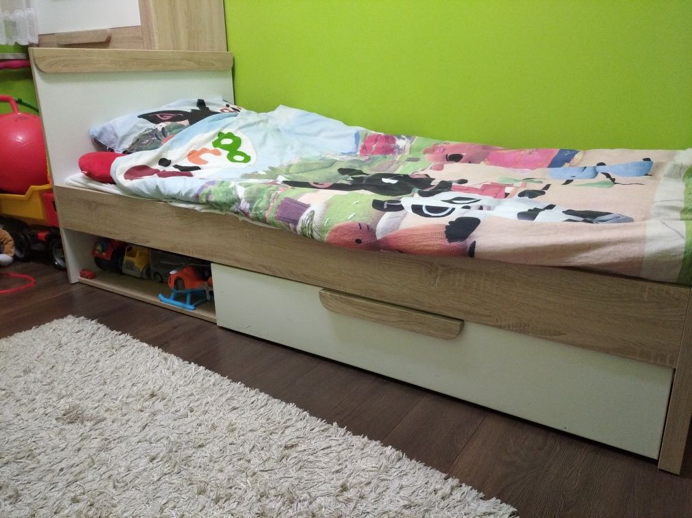Łóżko młodzieżowe z szufladą i materacem 90x200