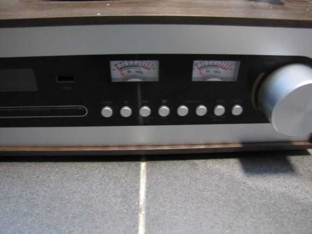 Wieża stereo gramofon CD radio 2 głośniki drewno Auna Oxford
