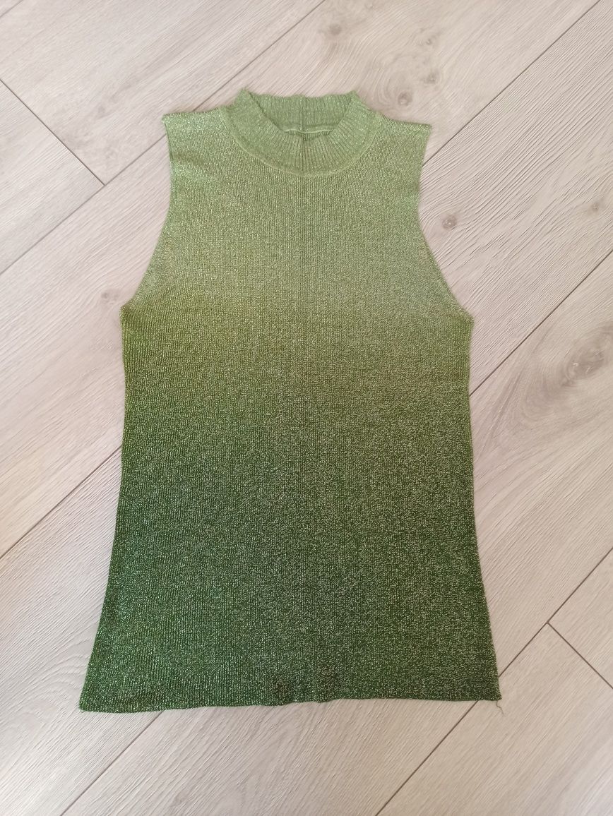 Brokatowa zielona bluzka ombre rozmiar M nowa