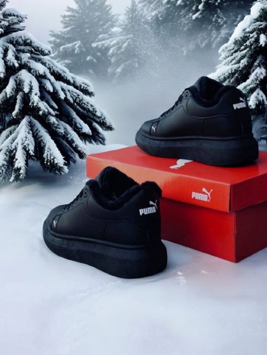 Женские зимние кроссовки Puma/Жіночі зимові шкіряні кросівки пума
