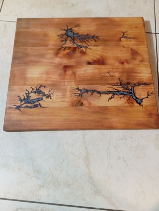Deska do serwowania, wypalana podkładka, wzory Lichtenberga