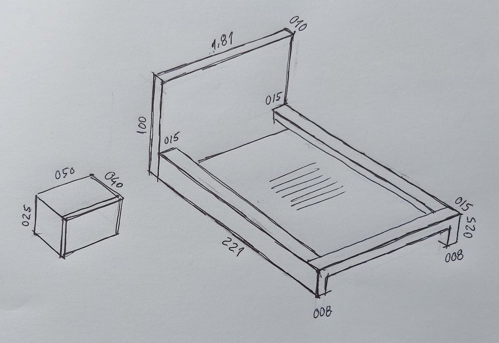 Cama de casal e mesas de cabeceira