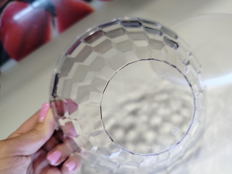 Półmisek Salaterka przeźroczysta Tupperware z białą pokrywką 0,5 l