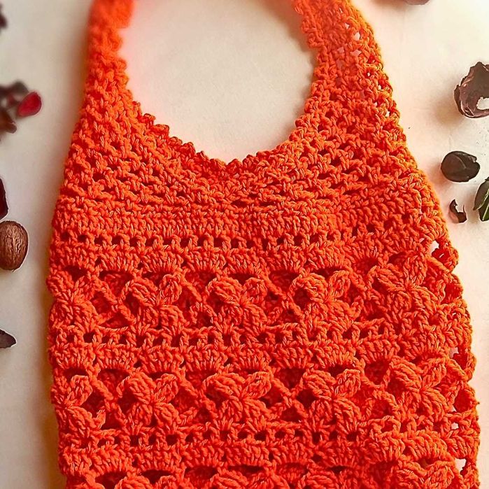 Ecobag em crochê vermelha