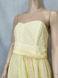 Sukienka damska letnia zwiewna żółta bez ramiączek SWING 46 SU0131