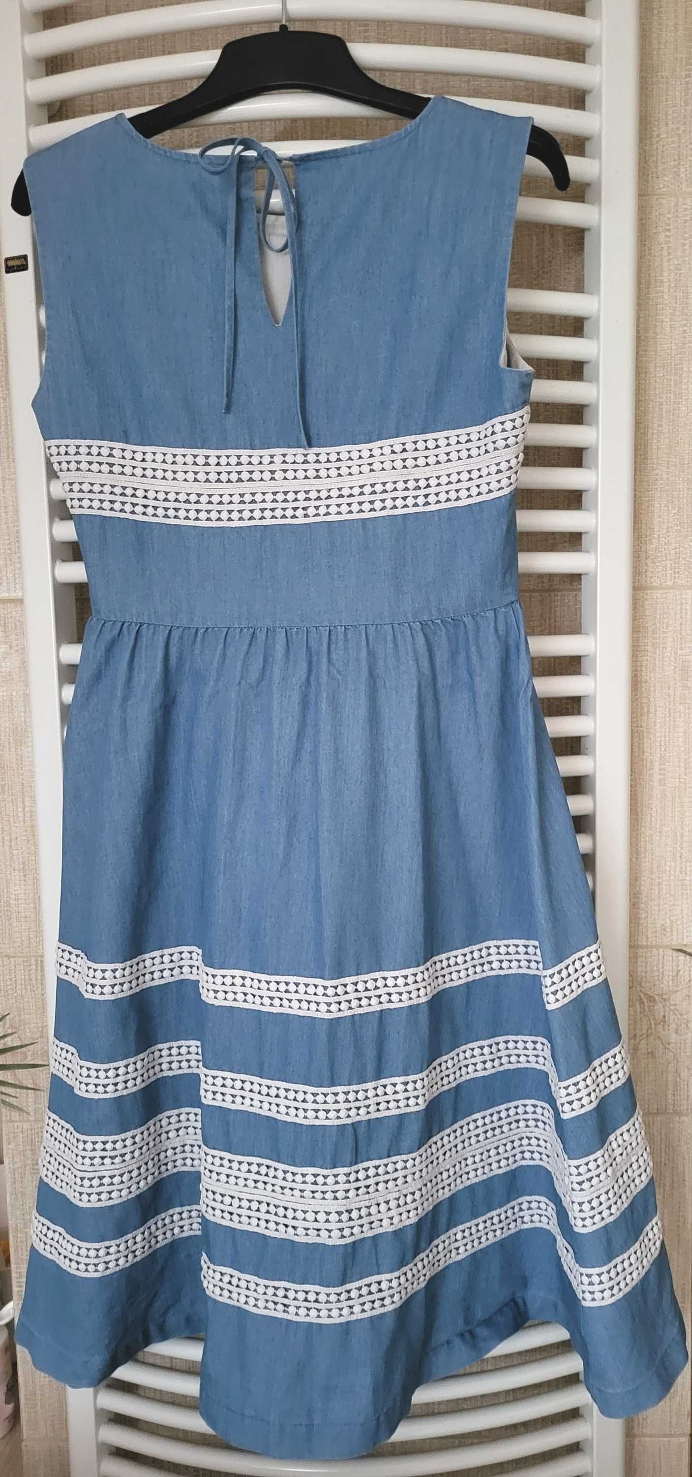 sukienka midi z ozdobną gipiurą w stylu boho Mint & Berry 36/S/38/M