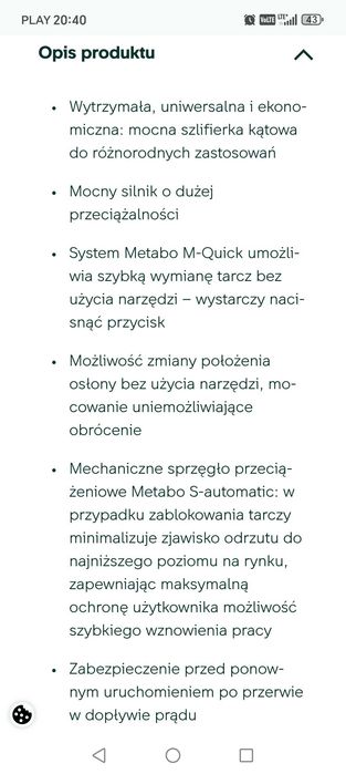 Metabo szlifierka kątowa WQ1100 - 125s nowa