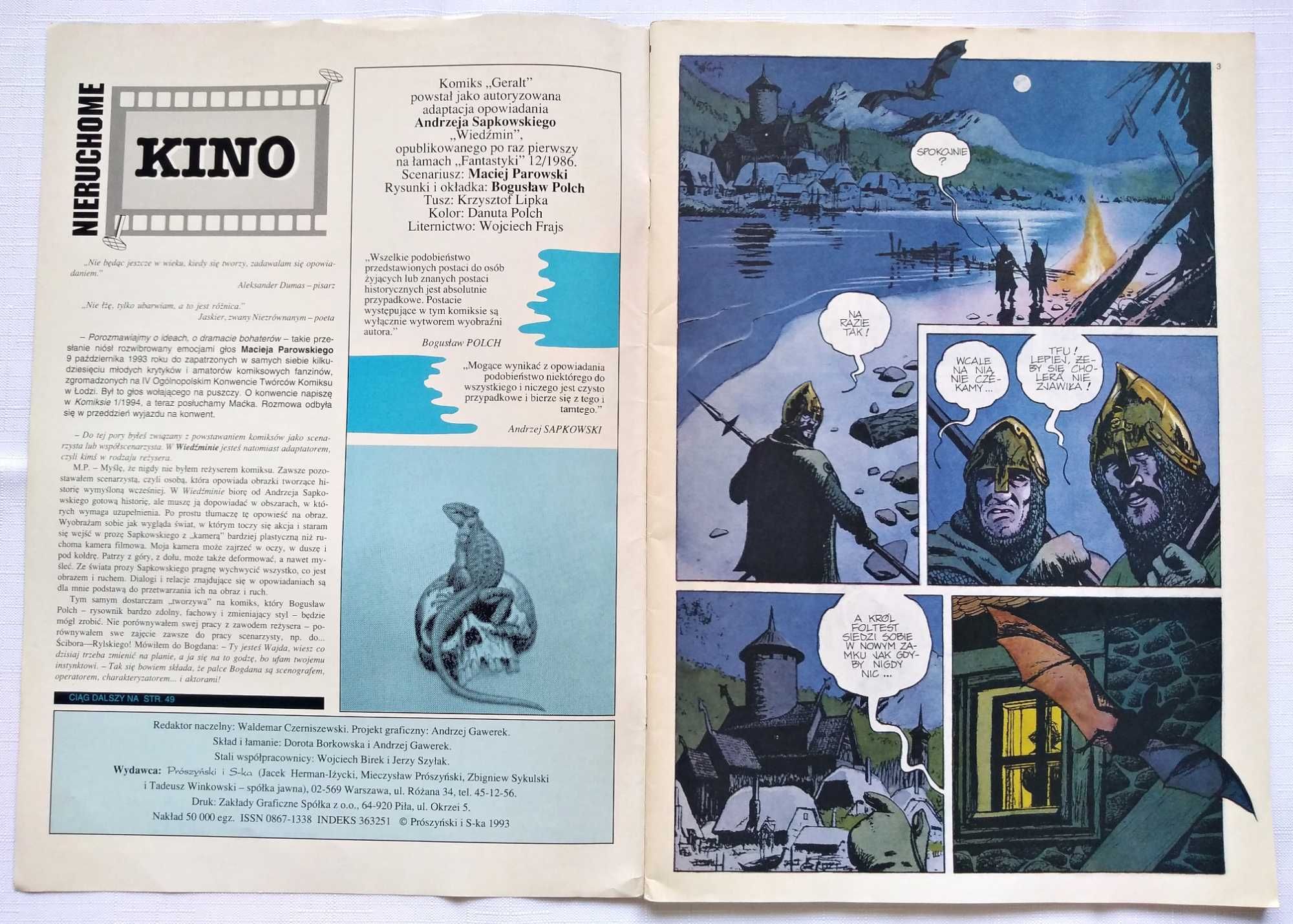 3szt WYDANIE 1 WIEDŹMIN nr 8 9 10 Stary KOMIKS Polch Sapkowski 1993 r.