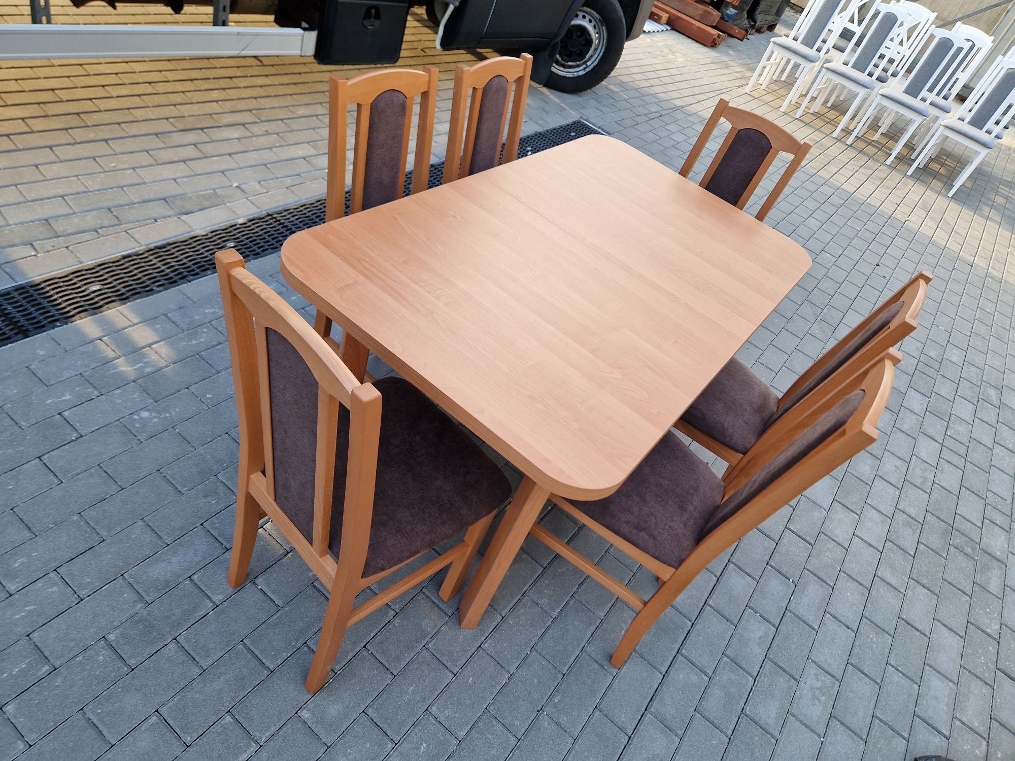 Nowe: Stół + 6 krzeseł,  OLCHA + BRĄZ. dostawa cała Polska