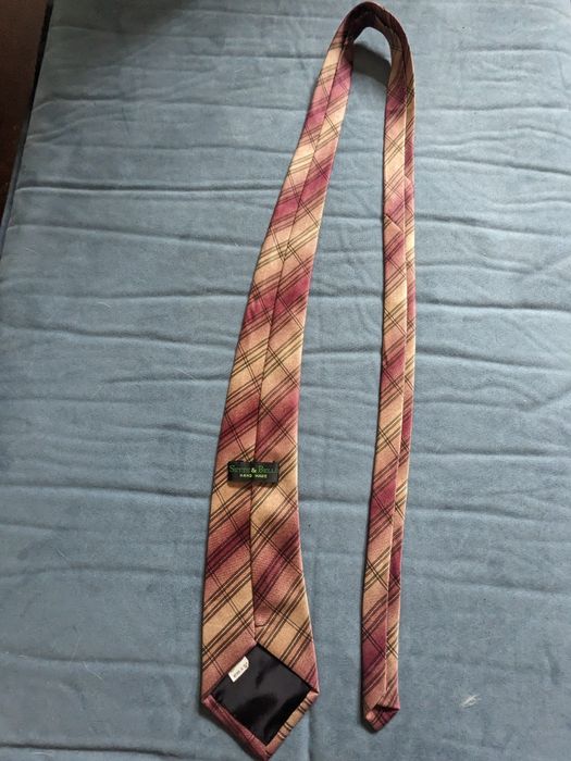 Krawat Sette & Bello w pasy, 100% jedwab Myung Ju Silk