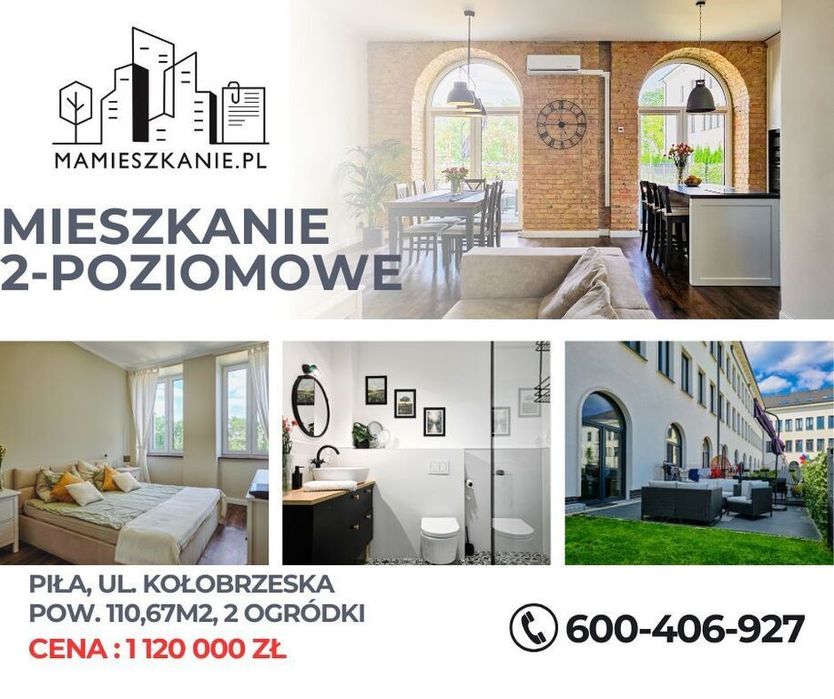 Dwupoziomowe mieszkanie z ogródkiem- Kołobrzeska