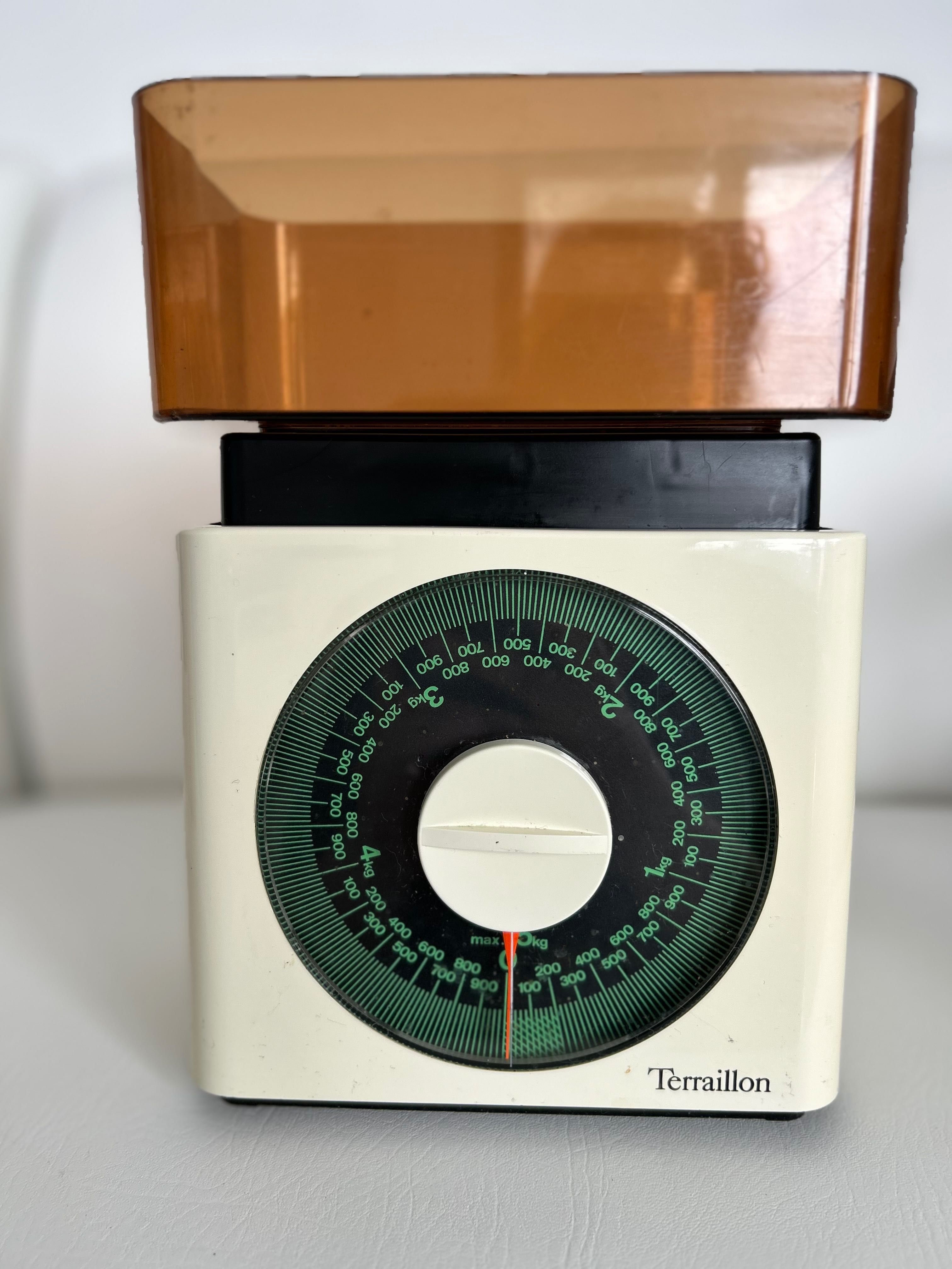 Balança manual vintage Terraillon tela bege verde