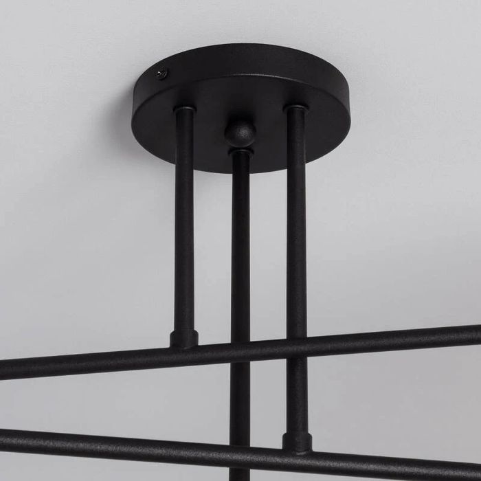 Candeeiro de teto metal preto com 6 focos
