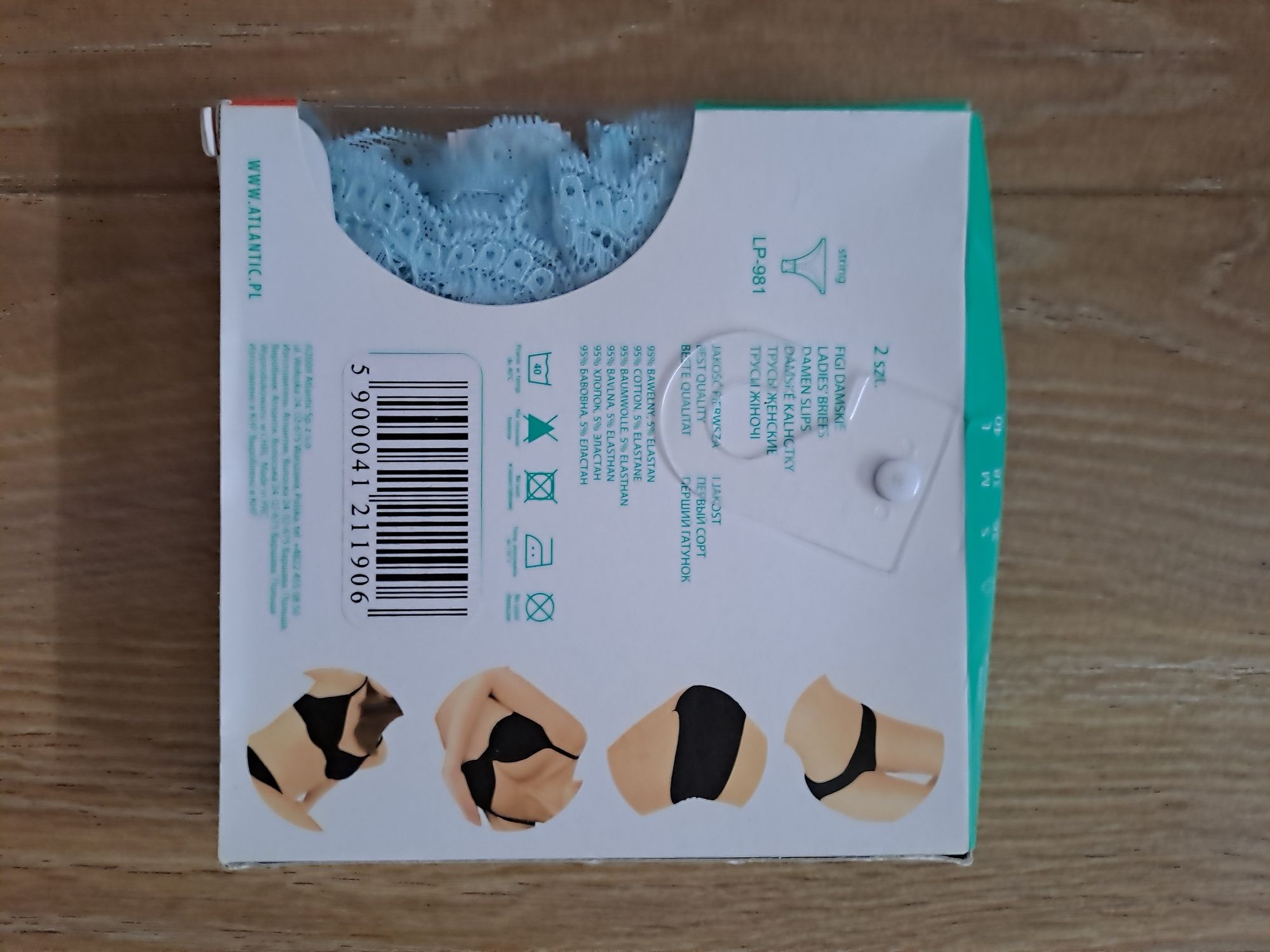 2+1 Stringi damskie Atlantic, rozmiar M, 2PACK, koronkowe