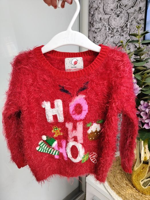 Sweter sweterek włochaty dla dziewczynki świąteczny ciepły ho ho Georg