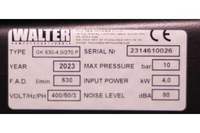 Компресор поршневий WALTER GK 630-4,0/270 P