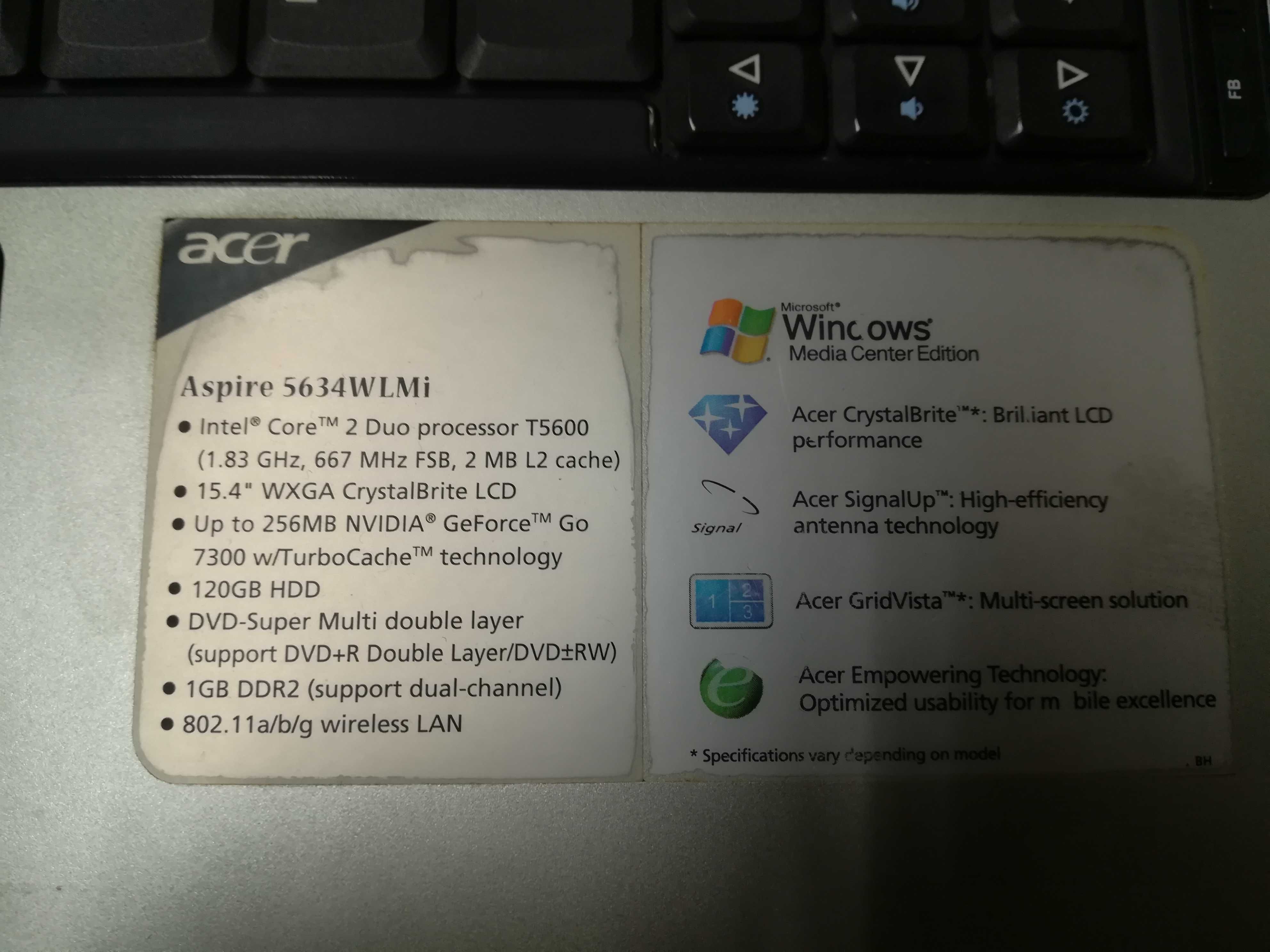 Portátil ACER 5634 WLMI – Usado