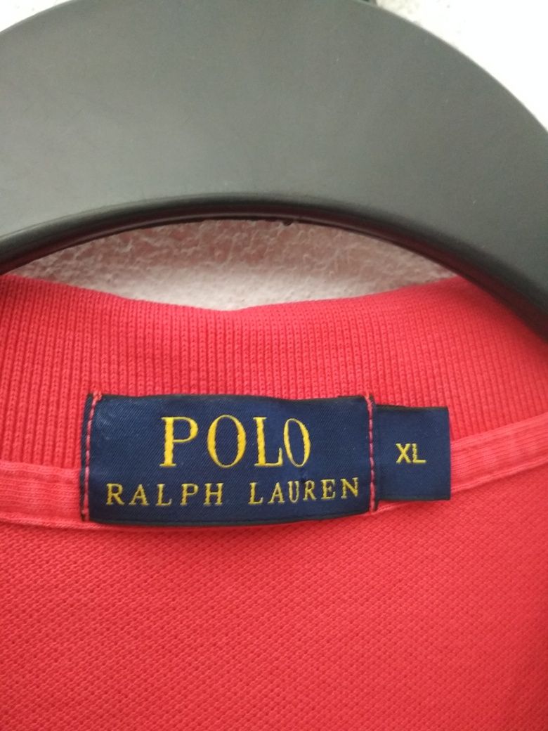 Vintage Polo Ralph Lauren t-shirt czerwona koszulka polo XL